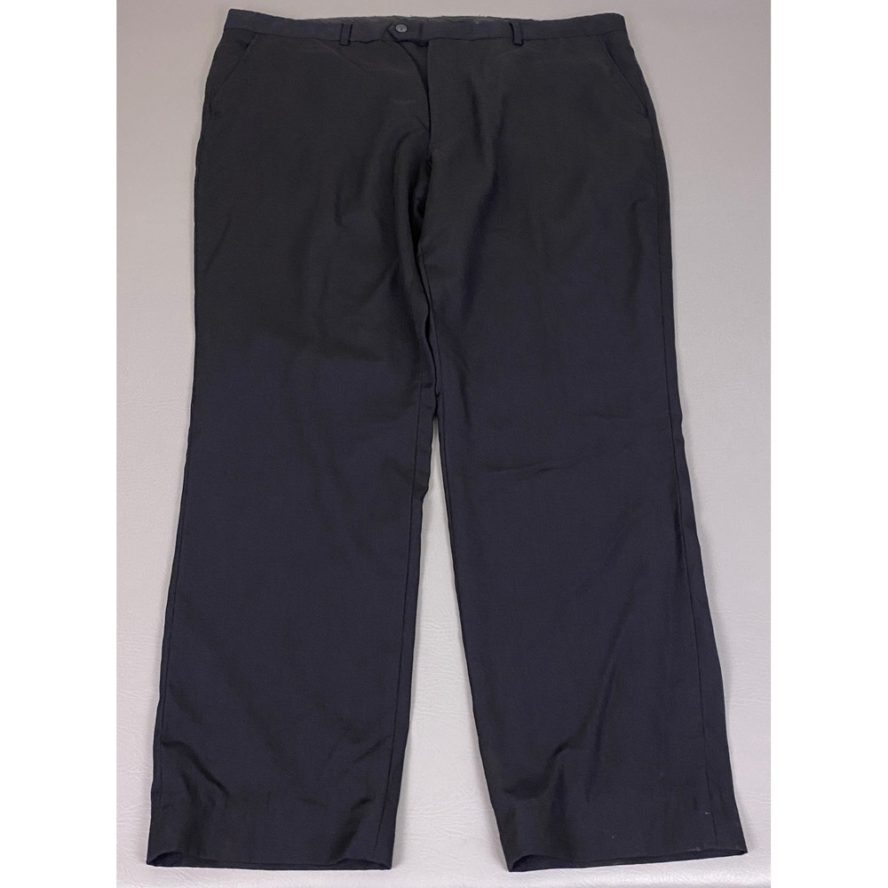 Pronto Uomo Platinum Dress Pants Trousers Men's Size 42x32 Black Flat 100% Wool